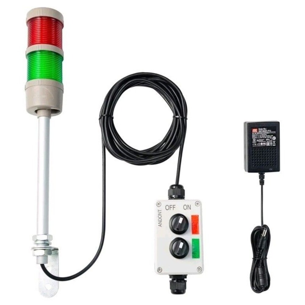 ANDONT 2- Stack Andon Tower Signal Light with Buzzer, Red / Green, 16 Ft...